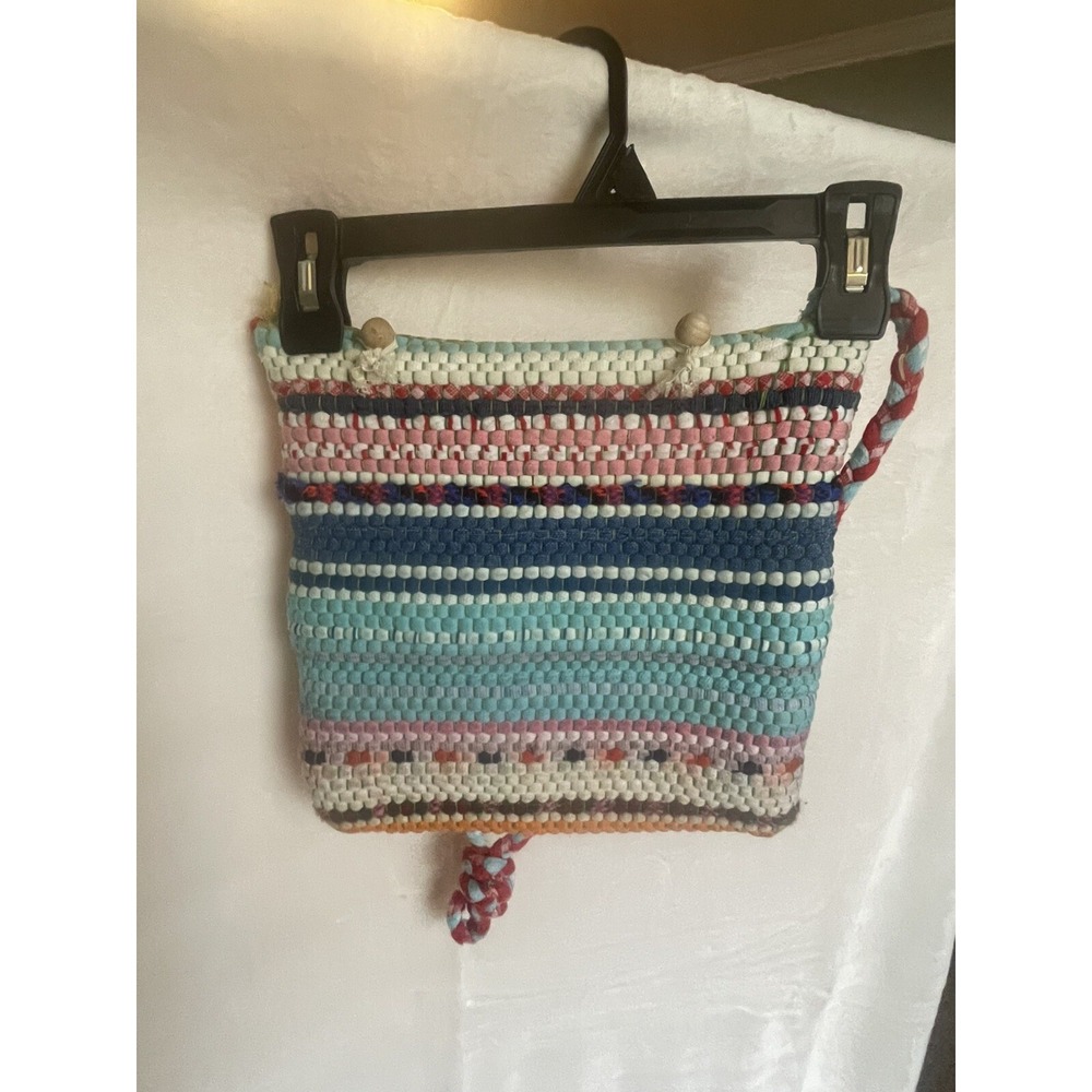 VINTAGE HANDMADE BRAIDED RUG HANDBAG PURSE BAG - Picture 2 of 4